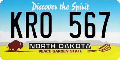 ND license plate KRO567