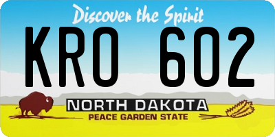 ND license plate KRO602