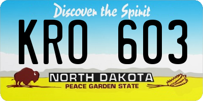 ND license plate KRO603