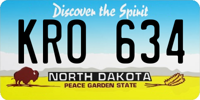 ND license plate KRO634
