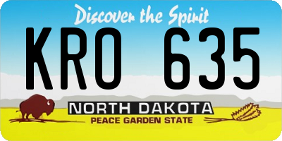 ND license plate KRO635