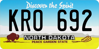 ND license plate KRO692