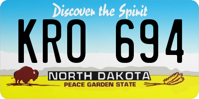 ND license plate KRO694