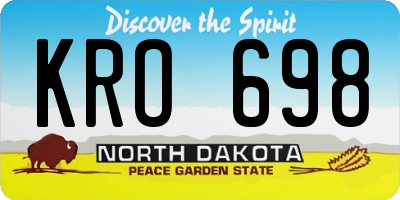 ND license plate KRO698