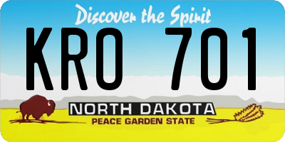 ND license plate KRO701