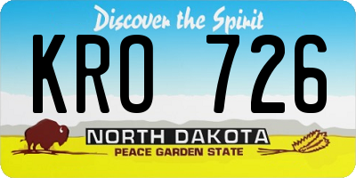 ND license plate KRO726