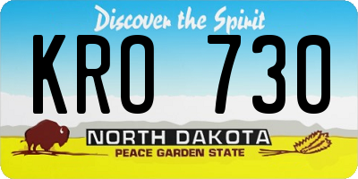 ND license plate KRO730
