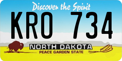 ND license plate KRO734