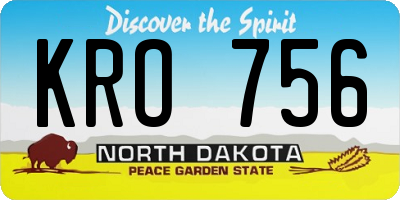 ND license plate KRO756