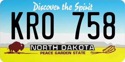 ND license plate KRO758