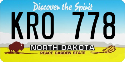 ND license plate KRO778
