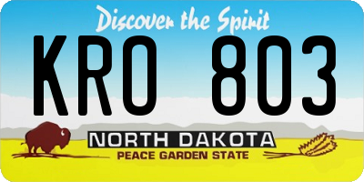 ND license plate KRO803