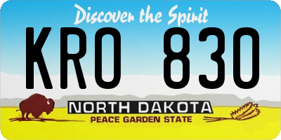 ND license plate KRO830