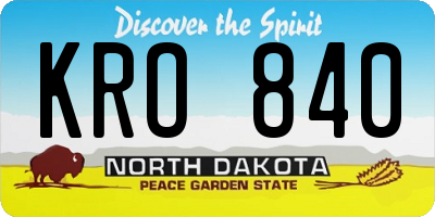 ND license plate KRO840