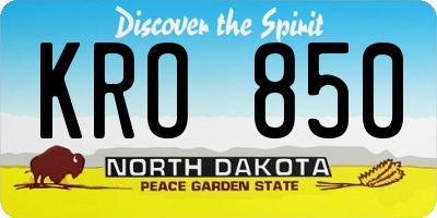 ND license plate KRO850