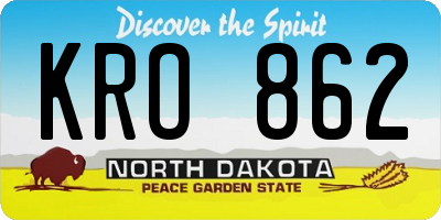 ND license plate KRO862