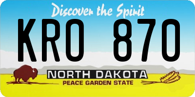 ND license plate KRO870