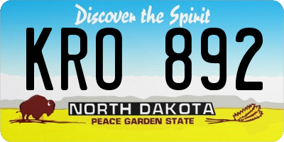 ND license plate KRO892