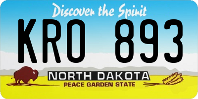 ND license plate KRO893