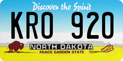 ND license plate KRO920