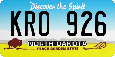 ND license plate KRO926