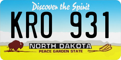 ND license plate KRO931