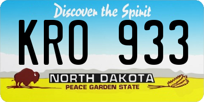 ND license plate KRO933