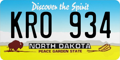 ND license plate KRO934