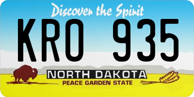 ND license plate KRO935