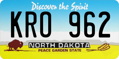 ND license plate KRO962