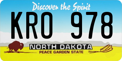 ND license plate KRO978