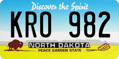 ND license plate KRO982