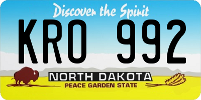 ND license plate KRO992
