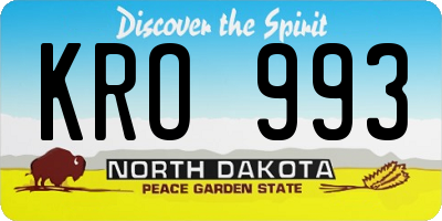 ND license plate KRO993