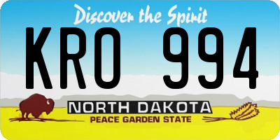 ND license plate KRO994