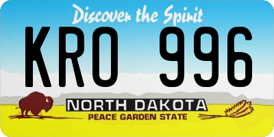 ND license plate KRO996