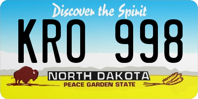 ND license plate KRO998