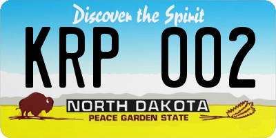 ND license plate KRP002