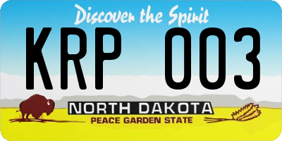 ND license plate KRP003