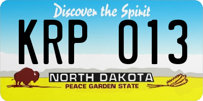 ND license plate KRP013