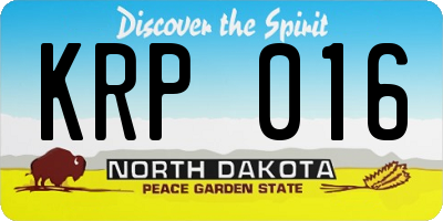 ND license plate KRP016