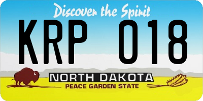 ND license plate KRP018