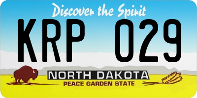 ND license plate KRP029