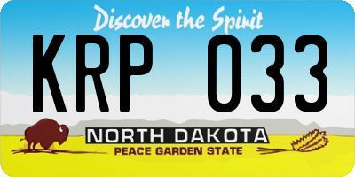 ND license plate KRP033