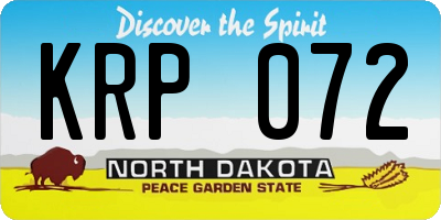 ND license plate KRP072