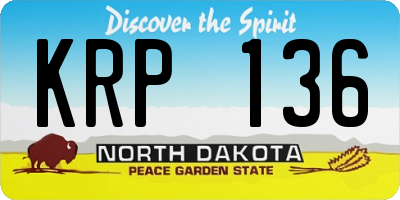 ND license plate KRP136
