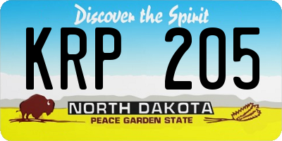 ND license plate KRP205