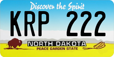 ND license plate KRP222