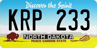 ND license plate KRP233