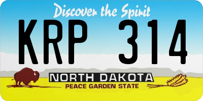 ND license plate KRP314